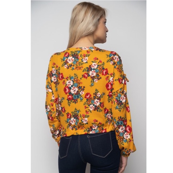 Yellow Floral Long Sleeve Top - Picture 3 of 6